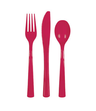 UNIQUE INDUSTRIES INC Ruby Red Cutlery Set - 18 count - 6 each