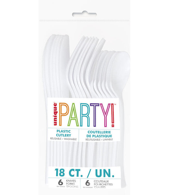 UNIQUE INDUSTRIES INC White Cutlery Set - 18 count - 6 each