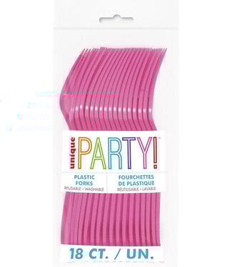 UNIQUE INDUSTRIES INC Hot Pink Forks - 18 count