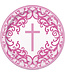 UNIQUE INDUSTRIES INC Fancy Pink Cross Dinner Plates -8 Count