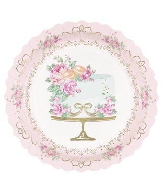 UNIQUE INDUSTRIES INC Golden Garden Party Cake 9in Scalloped Edge Plate - 8 Count