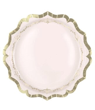 UNIQUE INDUSTRIES INC Golden Garden Party 9.25in Scalloped Edge Pink Plate - 8 Count