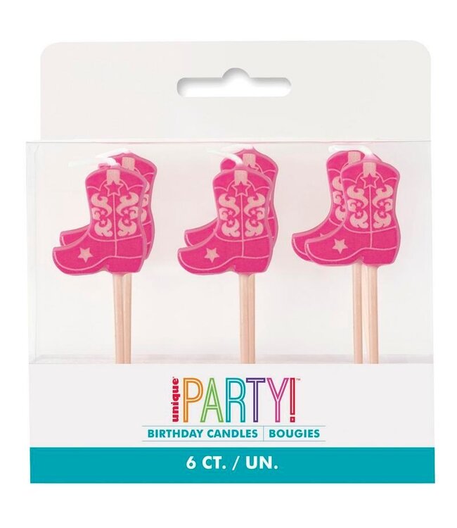 UNIQUE INDUSTRIES INC Disco Country Boot Shaped Pick Candles - 6 Count