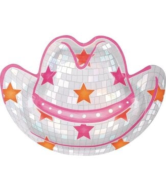 UNIQUE INDUSTRIES INC Disco Country Cowboy Hat Shaped Plates 10in X 7.2.in - 8 Count