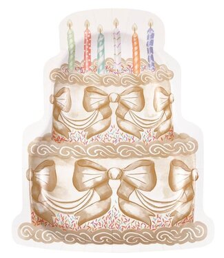 UNIQUE INDUSTRIES INC Gold Celebration Tiered Cake Shaped 10in Dinner Plate - 8 Count
