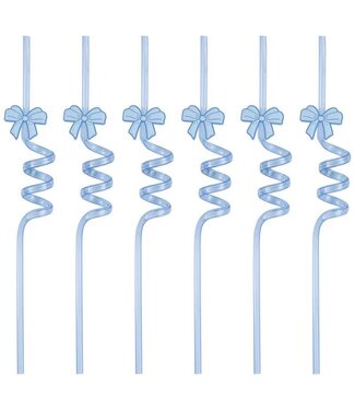 UNIQUE INDUSTRIES INC Dainty Bows Spiral Plastic Straws - 6 Count