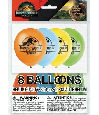 UNIQUE INDUSTRIES INC Jurassic World 4 Latex Balloons - 8 Count