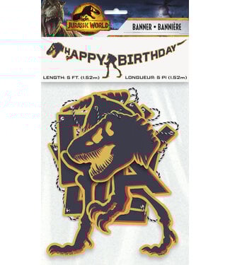 UNIQUE INDUSTRIES INC Jurassic World 3 Banner "Happy Birthday" - 5 Foot