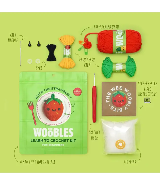 THE WOOBLES The Woobles Alice the Strawberry Crochet Kit