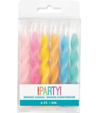 UNIQUE INDUSTRIES INC Spiral Pastel Molded Candles - 6 Count