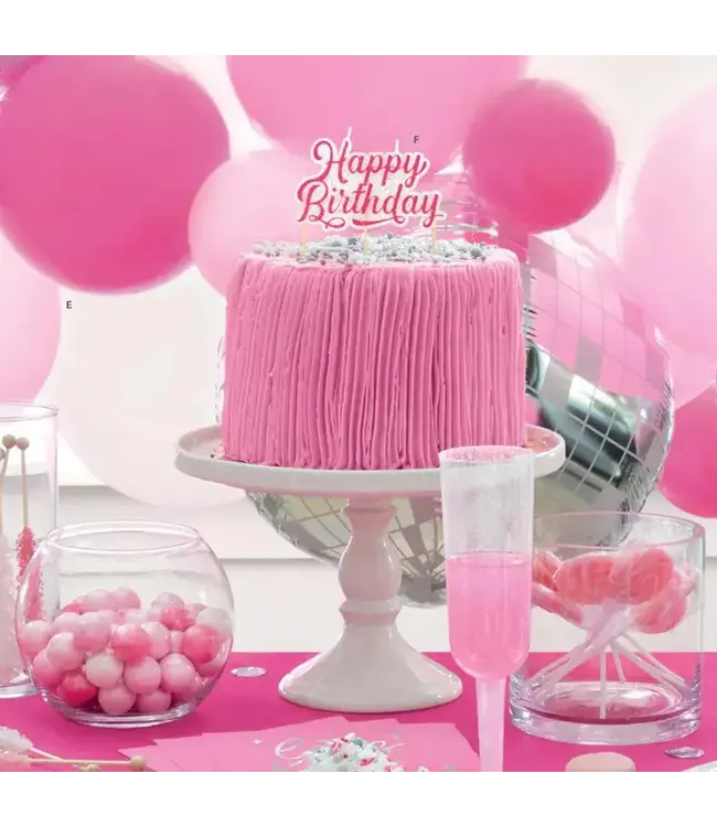 UNIQUE INDUSTRIES INC Pink Glitter "Happy Birthday" Large Pick Candle