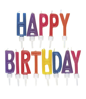 UNIQUE INDUSTRIES INC Happy Birthday Letter Candles in Holders Multicolor