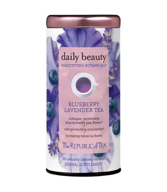 THE REPUBLIC OF TEA Beautifying Botanicals® Daily Beauty Herbal Tea Blueberry Lavender- 36ct
