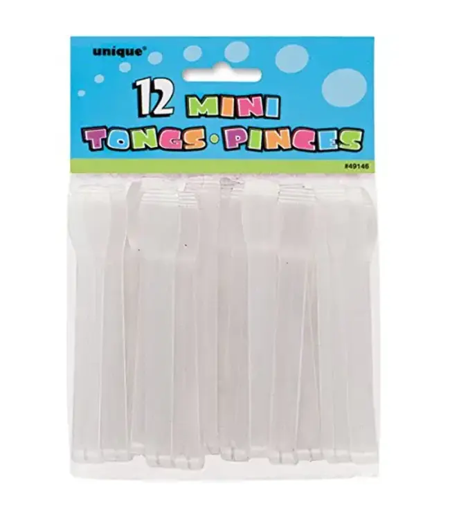 UNIQUE INDUSTRIES INC Clear Mini Tongs-12 count