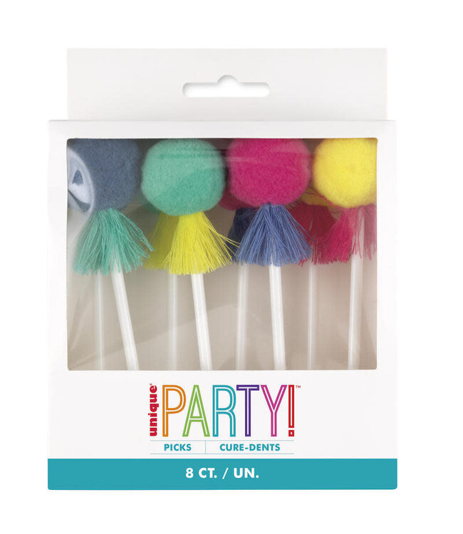 UNIQUE INDUSTRIES INC Pom Pom & Tassel Food Picks - 8 Count