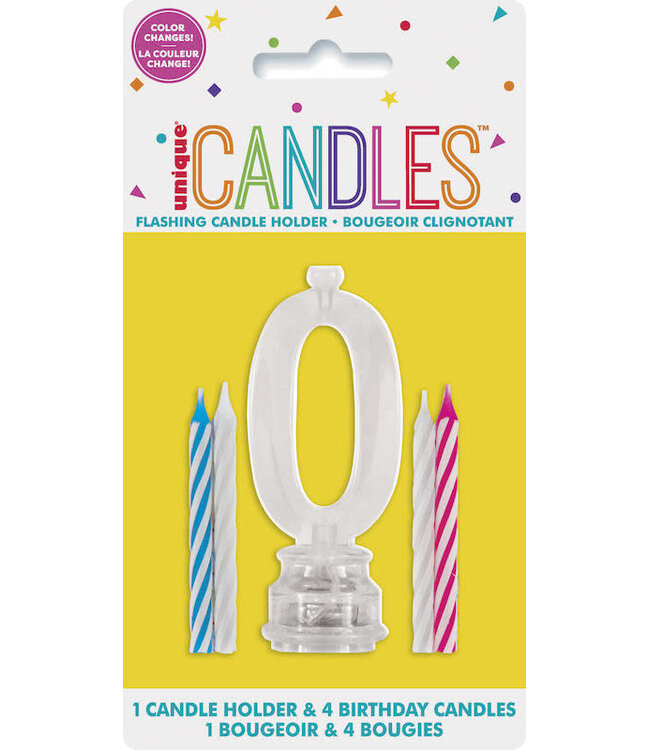 UNIQUE INDUSTRIES INC Light-Up Flashing  # 0 Shaped Plastic Candle Holder