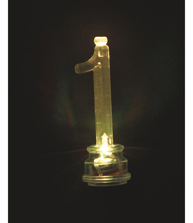 UNIQUE INDUSTRIES INC Light-Up Flashing  # 1 Shaped Plastic Candle Holder