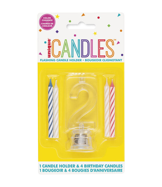 UNIQUE INDUSTRIES INC Light-Up Flashing # 2 Shaped Plastic Candle Holder