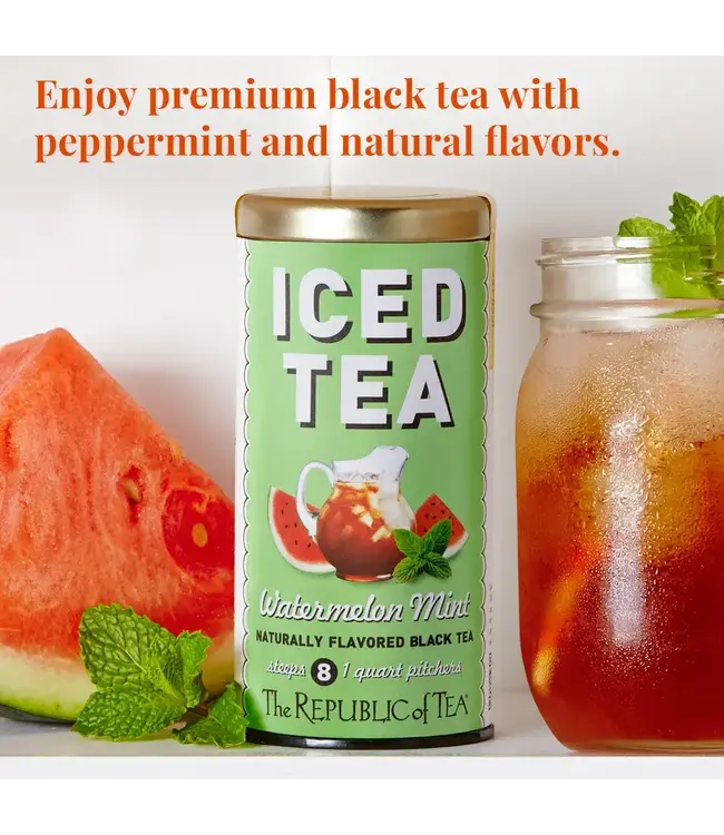 THE REPUBLIC OF TEA Watermelon Mint Black Large Iced Tea Pouches