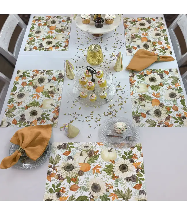 HIGHLAND HOME Farmhouse Fall 24 Premium Paper Placemats in Resealable Storage Bag Made in the USA 17" x 11"