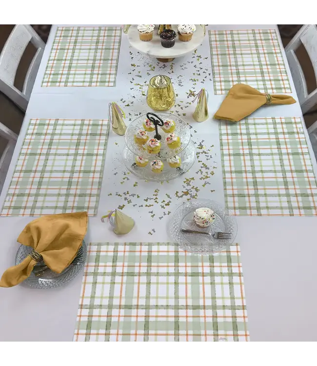 HIGHLAND HOME Farmhouse Plaid 24 Premium Paper Placemats in Resealable Storage Bag Made in the USA 17" x 11"