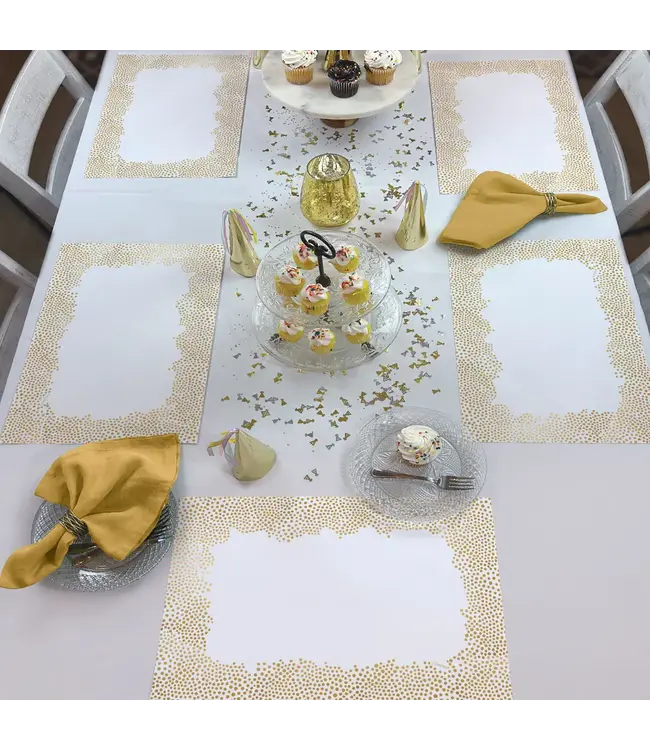 HIGHLAND HOME Gold Confetti 24 Premium Paper Placemats in Resealable Storage Bag Made in the USA 17" x 11"