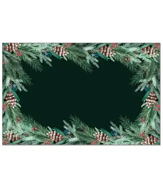 HIGHLAND HOME Green Garland 24 Premium Paper Placemats in Resealable Storage Bag Made in the USA 17" x 11"