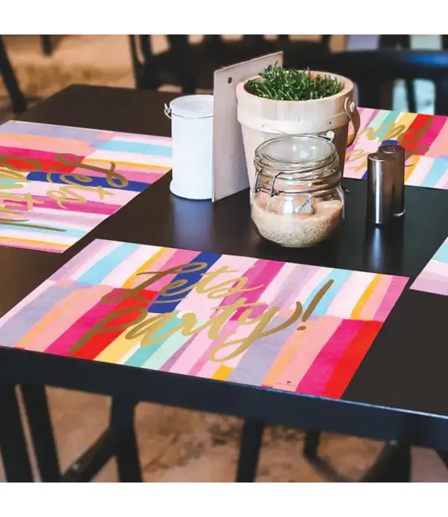 HIGHLAND HOME Let's Party 24 Premium Paper Placemats in Resealable Storage Bag Made in the USA 17" x 11"