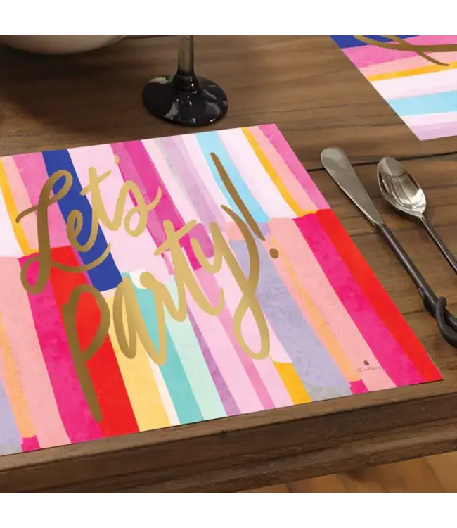 HIGHLAND HOME Let's Party 24 Premium Paper Placemats in Resealable Storage Bag Made in the USA 17" x 11"