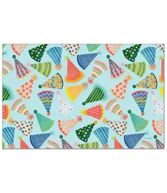 HIGHLAND HOME Party Hats 24 Premium Paper Placemats in Resealable Storage Bag Made in the USA 17" x 11"