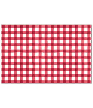 HIGHLAND HOME Red Gingham 24 Premium Paper Placemats in Resealable Storage Bag Made in the USA 17" x 11"