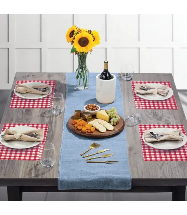 HIGHLAND HOME Red Gingham 24 Premium Paper Placemats in Resealable Storage Bag Made in the USA 17" x 11"