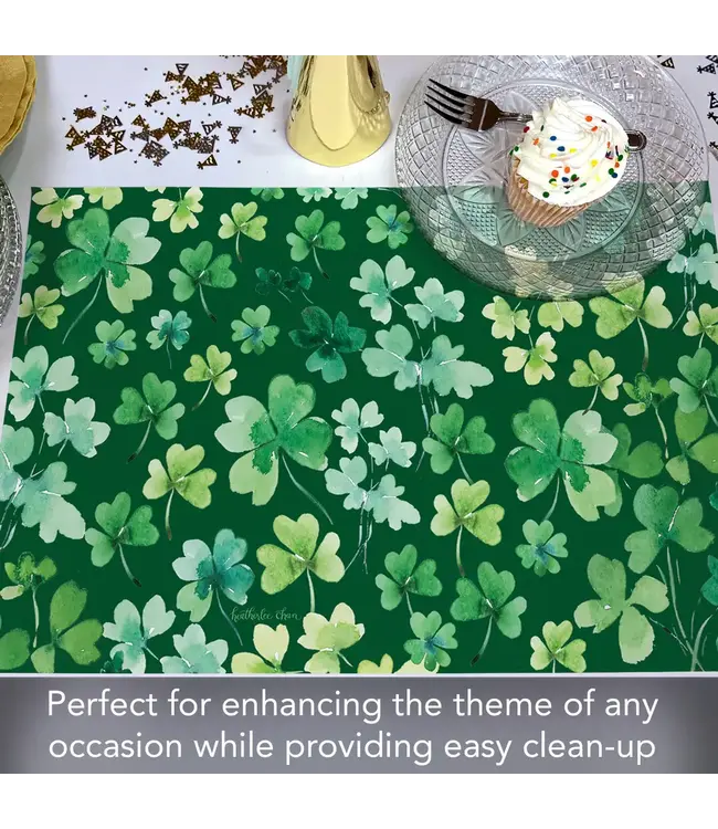 HIGHLAND HOME Shamrocks 24 Premium Paper Placemats in Resealable Storage Bag Made in the USA 17" x 11"