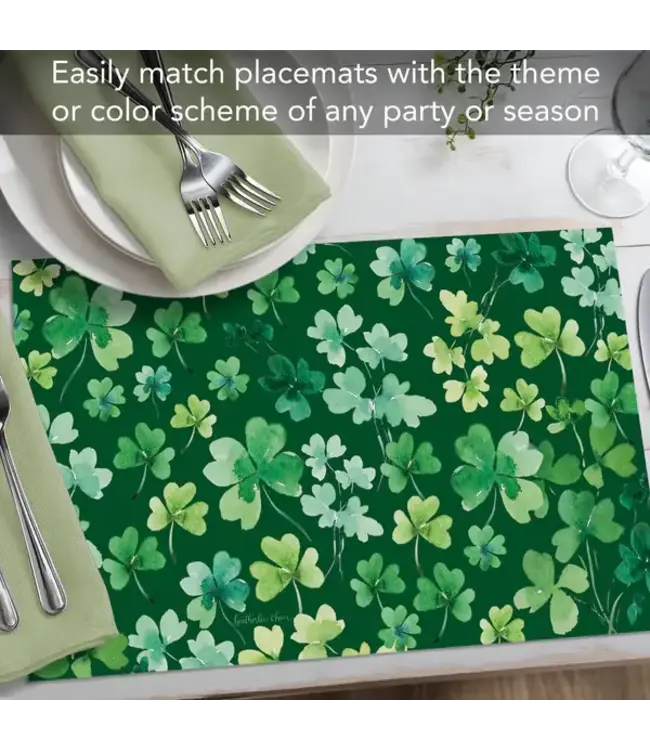 HIGHLAND HOME Shamrocks 24 Premium Paper Placemats in Resealable Storage Bag Made in the USA 17" x 11"