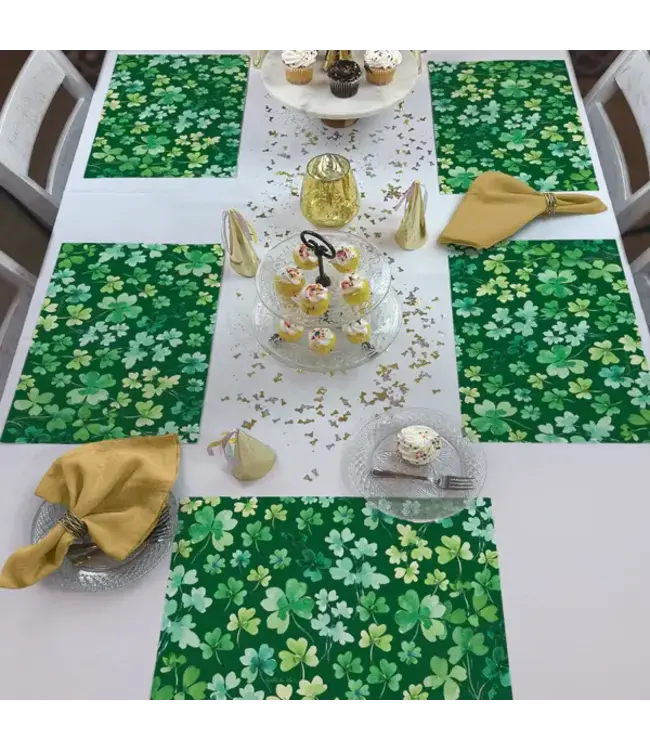 HIGHLAND HOME Shamrocks 24 Premium Paper Placemats in Resealable Storage Bag Made in the USA 17" x 11"