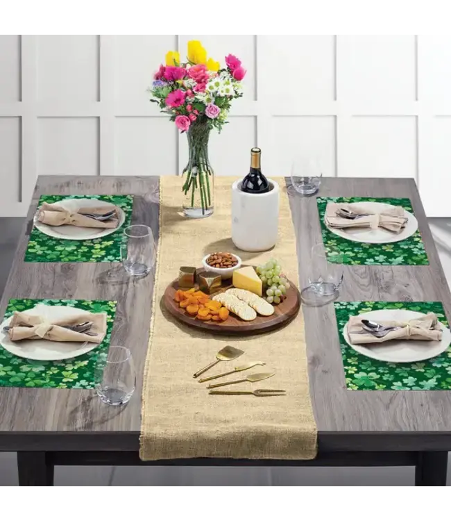 HIGHLAND HOME Shamrocks 24 Premium Paper Placemats in Resealable Storage Bag Made in the USA 17" x 11"