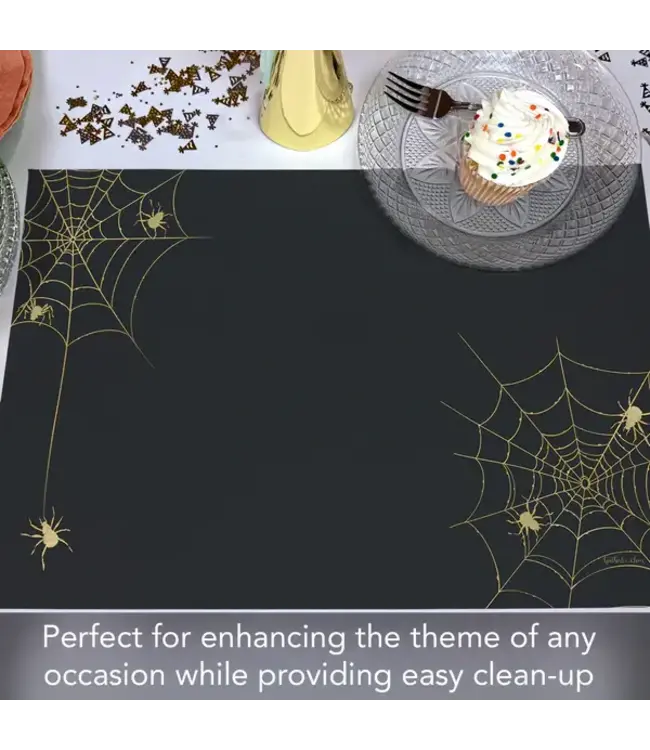 HIGHLAND HOME Spiderwebs 24 Premium Paper Placemats in Resealable Storage Bag Made in the USA 17" x 11"