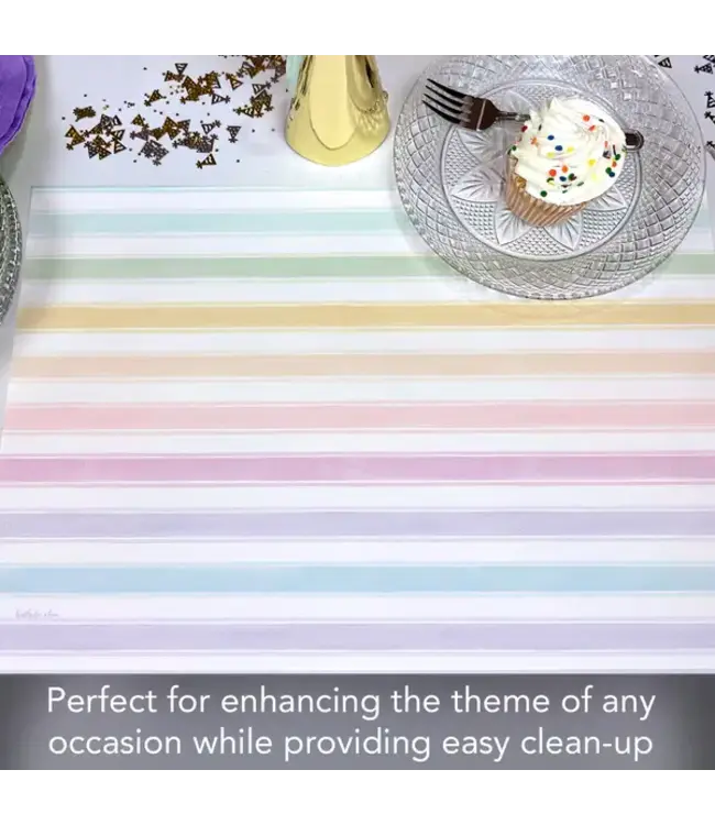 HIGHLAND HOME Spring Stripes 24 Premium Paper Placemats in Resealable Storage Bag Made in the USA 17" x 11"