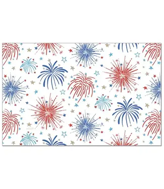 HIGHLAND HOME Star Spangled 24 Premium Paper Placemats in Resealable Storage Bag Made in the USA 17" x 11"
