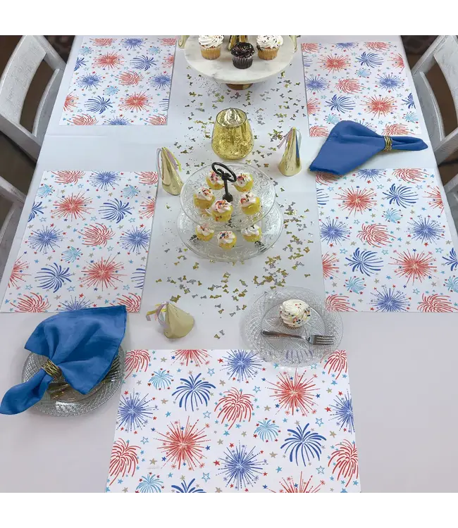 HIGHLAND HOME Star Spangled 24 Premium Paper Placemats in Resealable Storage Bag Made in the USA 17" x 11"