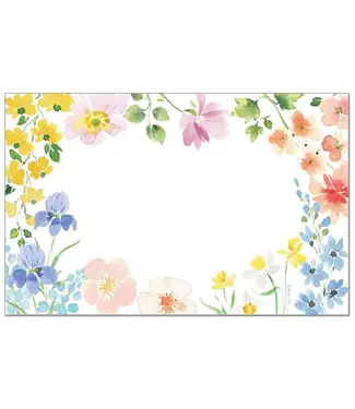 HIGHLAND HOME Watercolor Florals 24 Premium Paper Placemats in Resealable Storage Bag Made in the USA 17" x 11"