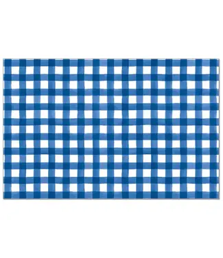HIGHLAND HOME Blue Gingham 24 Premium Paper Placemats in Resealable Storage Bag Made in the USA 17" x 11"