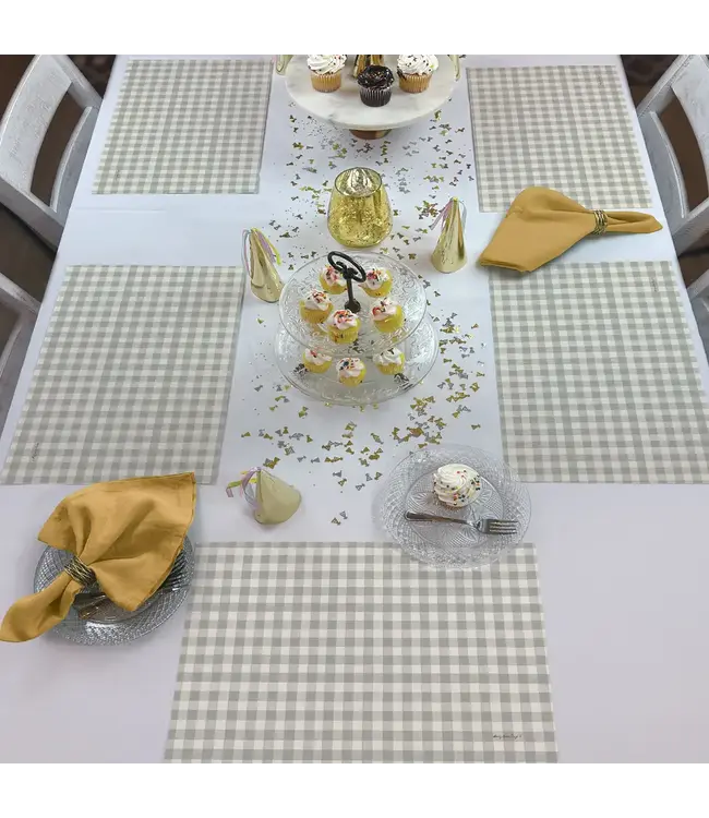 HIGHLAND HOME Fall Gingham 24 Premium Paper Placemats in Resealable Storage Bag Made in the USA 17" x 11"