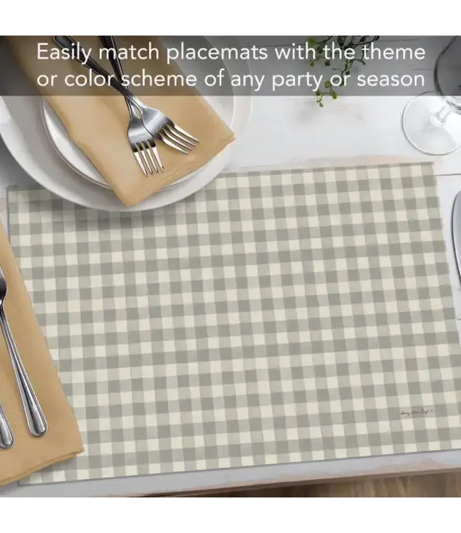HIGHLAND HOME Fall Gingham 24 Premium Paper Placemats in Resealable Storage Bag Made in the USA 17" x 11"