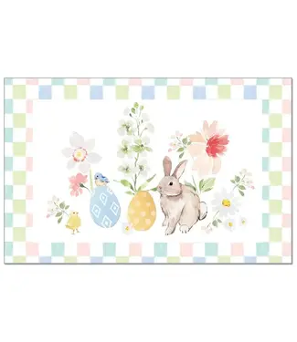 HIGHLAND HOME Bunny Checkerboard 24 Premium Paper Placemats in Resealable Storage Bag Made in the USA 17" x 11"