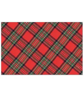 HIGHLAND HOME Christmas Plaid 24 Premium Paper Placemats in Resealable Storage Bag Made in the USA 17" x 11"