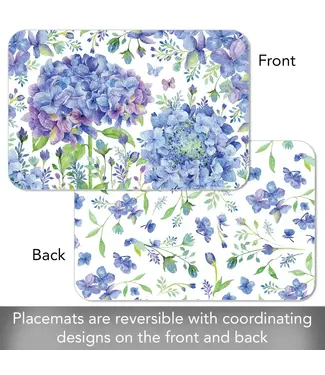 HIGHLAND HOME Beautiful Hydrangea Reversible Easy Care Flexible Placemat Made in the USA