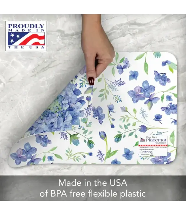 HIGHLAND HOME Beautiful Hydrangea Reversible Easy Care Flexible Placemat Made in the USA
