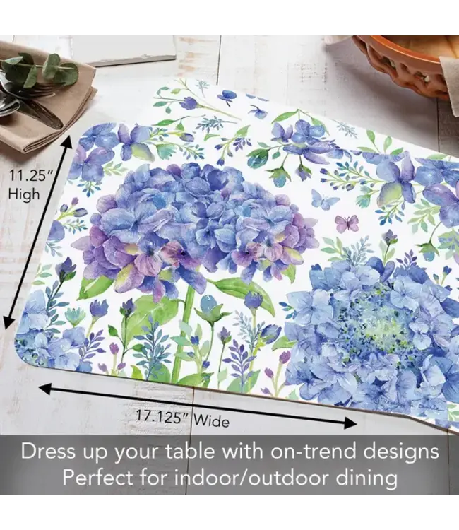 HIGHLAND HOME Beautiful Hydrangea Reversible Easy Care Flexible Placemat Made in the USA