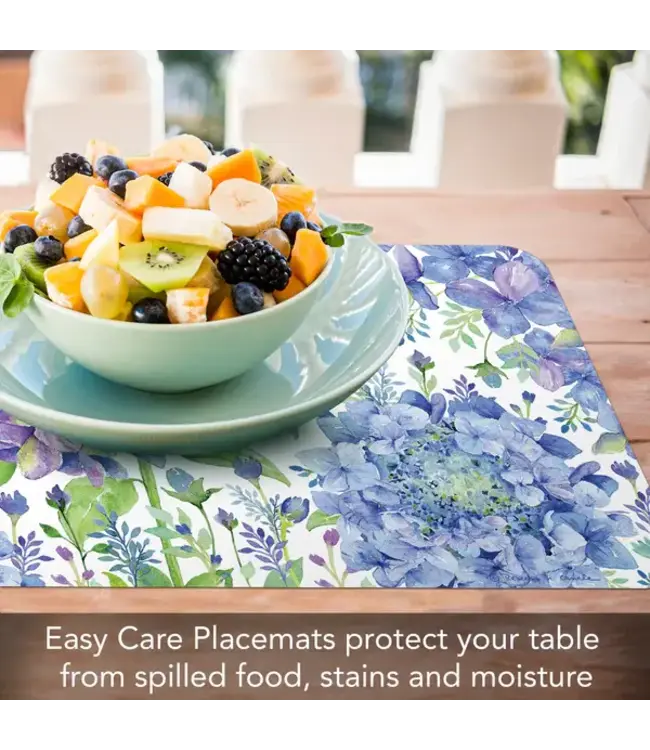 HIGHLAND HOME Beautiful Hydrangea Reversible Easy Care Flexible Placemat Made in the USA